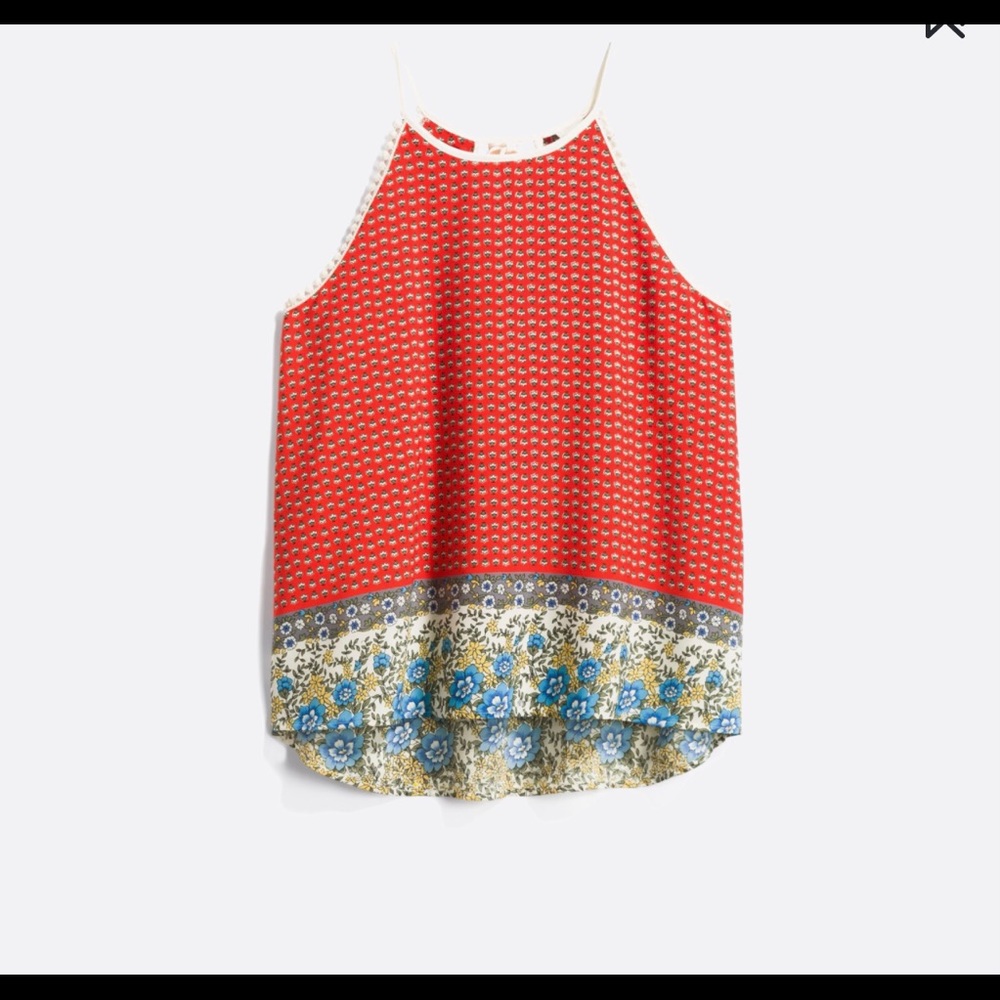 Crochet trim halter blouse